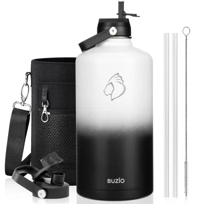 Buzio Duet Series Gallon Bottle with 2 Lids and Sleeve 3.8L - Black White